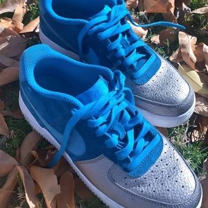 blue and silver AF1 💚